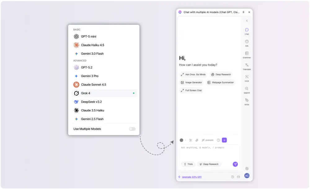 ChatGPT Sidebar Extension with multiple AI models in one browser side panel